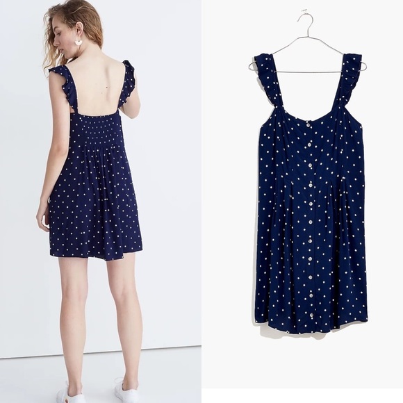 Madewell Navy Blue Polka Dot Dress - Picture 2 of 6